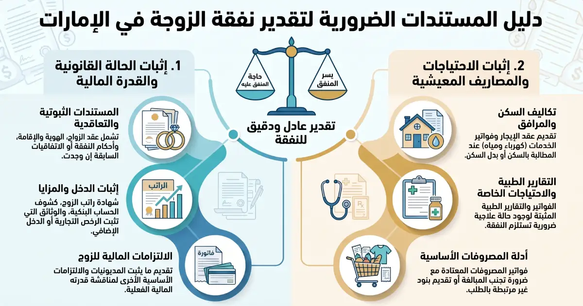 المستندات التي تؤثر في تقدير نفقة الزوجة