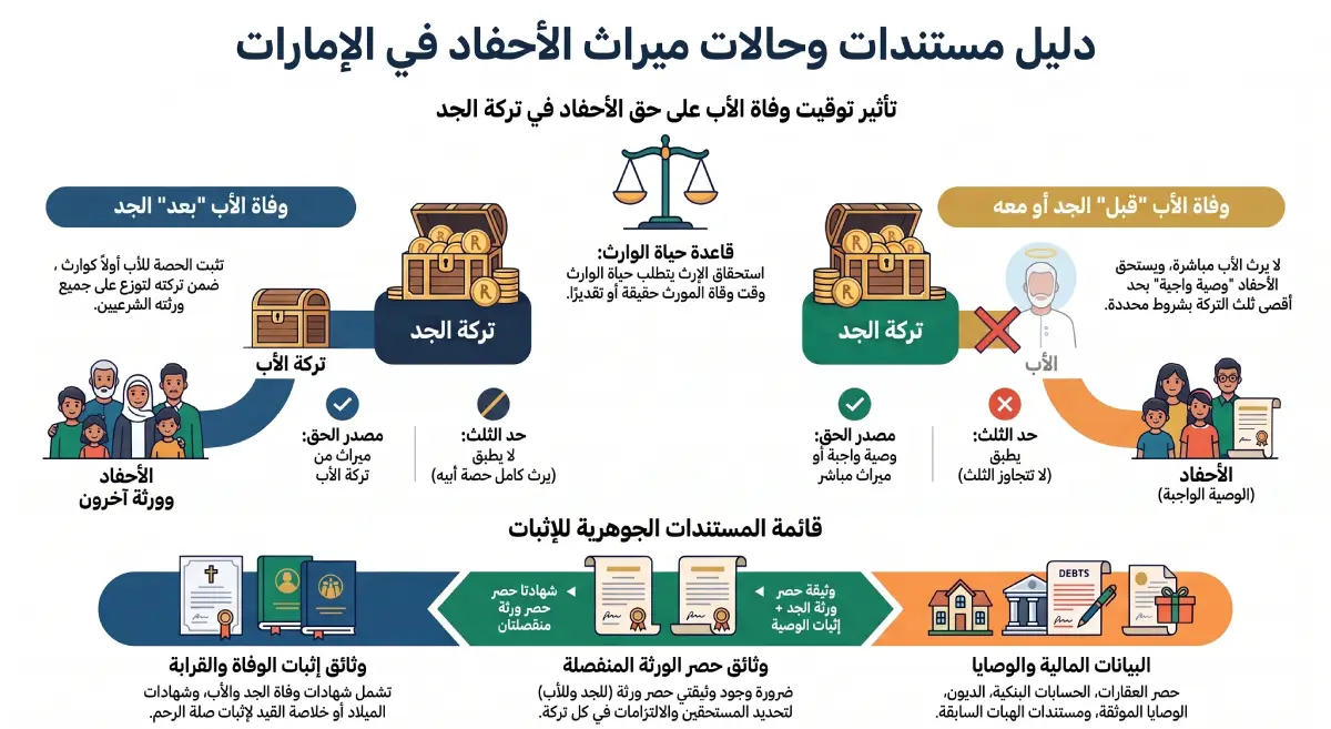 المستندات اللازمة لحساب حق الأحفاد